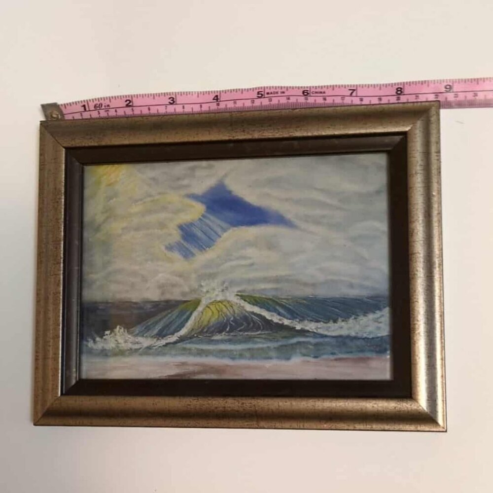 Framed Archival Signed Art Print Ocean Wave Shoreline Beach House Decor Seascape